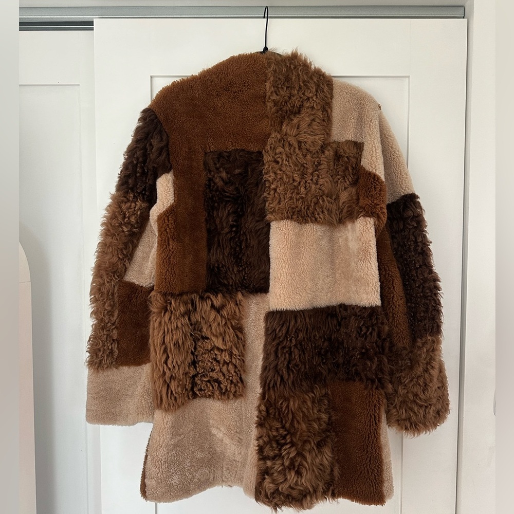 Frame Denim Shearling Patchwork Coat Small - image 5